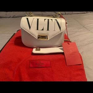 Valentino Garavani VLTN Leather Crossbody White